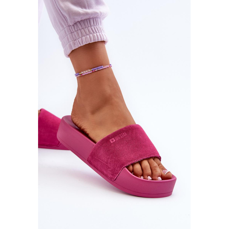 Dámske strapce na platforme z semišu Big Star NN274A672 fuchsia - Odtiene ružovej