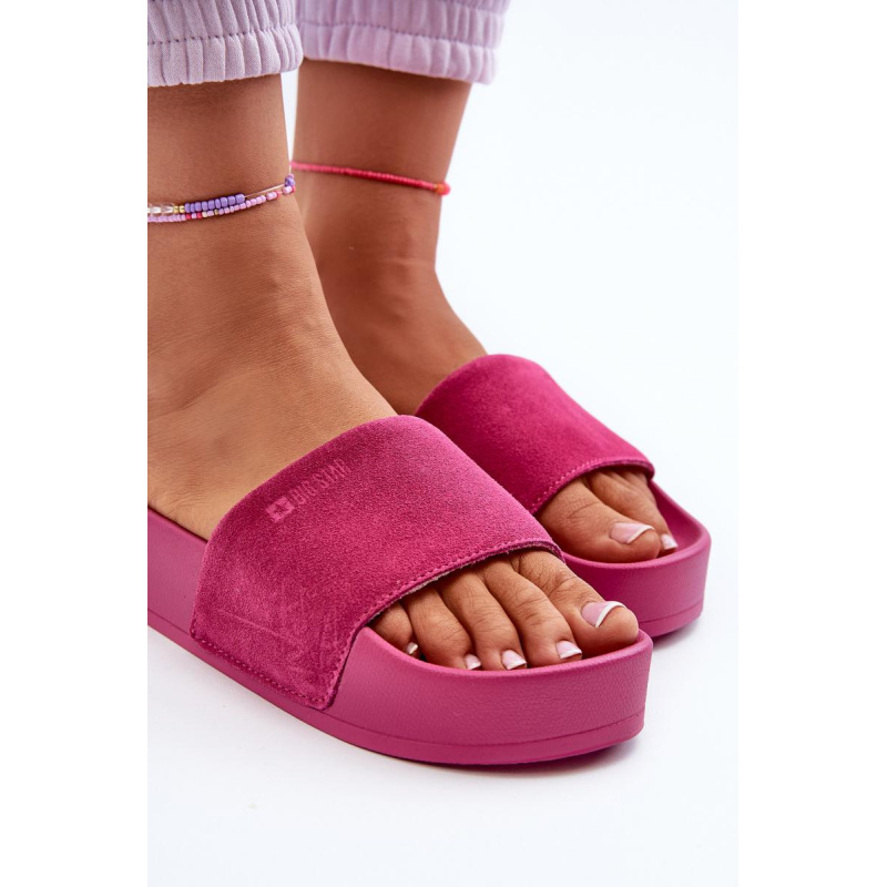 Dámske strapce na platforme z semišu Big Star NN274A672 fuchsia - Odtiene ružovej