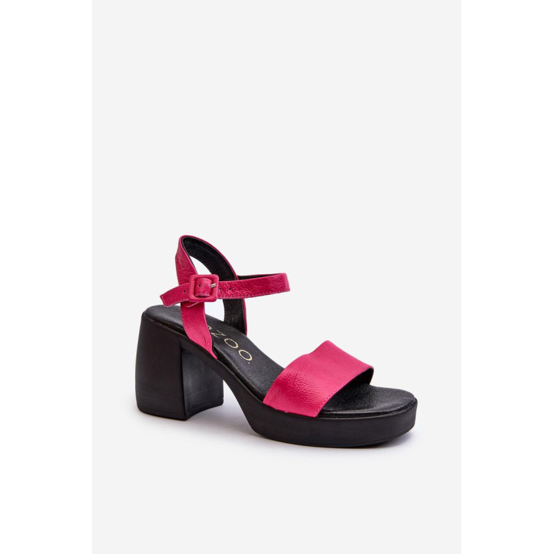 Zazoo 40386 Dámske Kožené Sandále Na Podpätku Fuksia - Odtiene ružovej