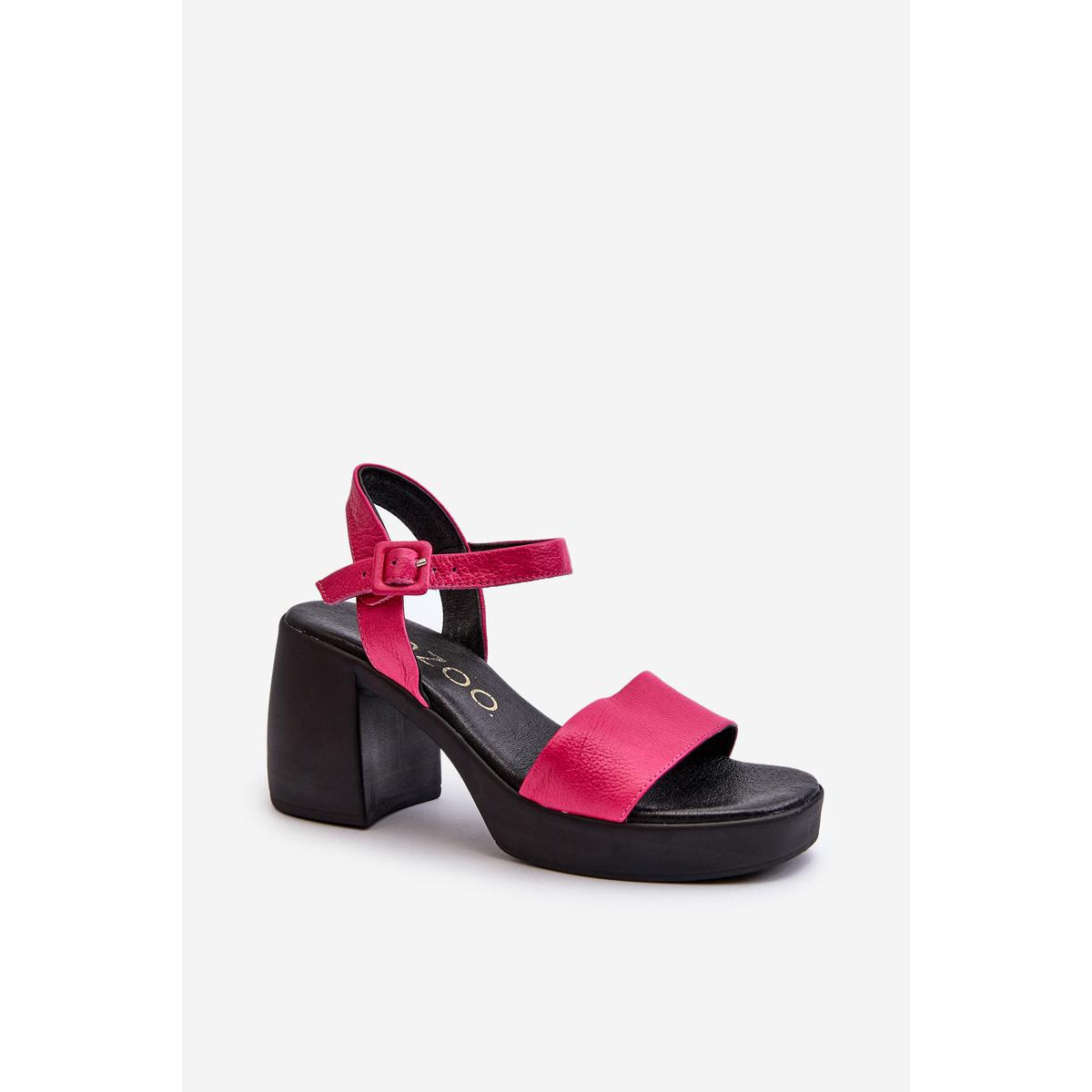 Zazoo 40386 Dámske Kožené Sandále Na Podpätku Fuksia - Odtiene ružovej