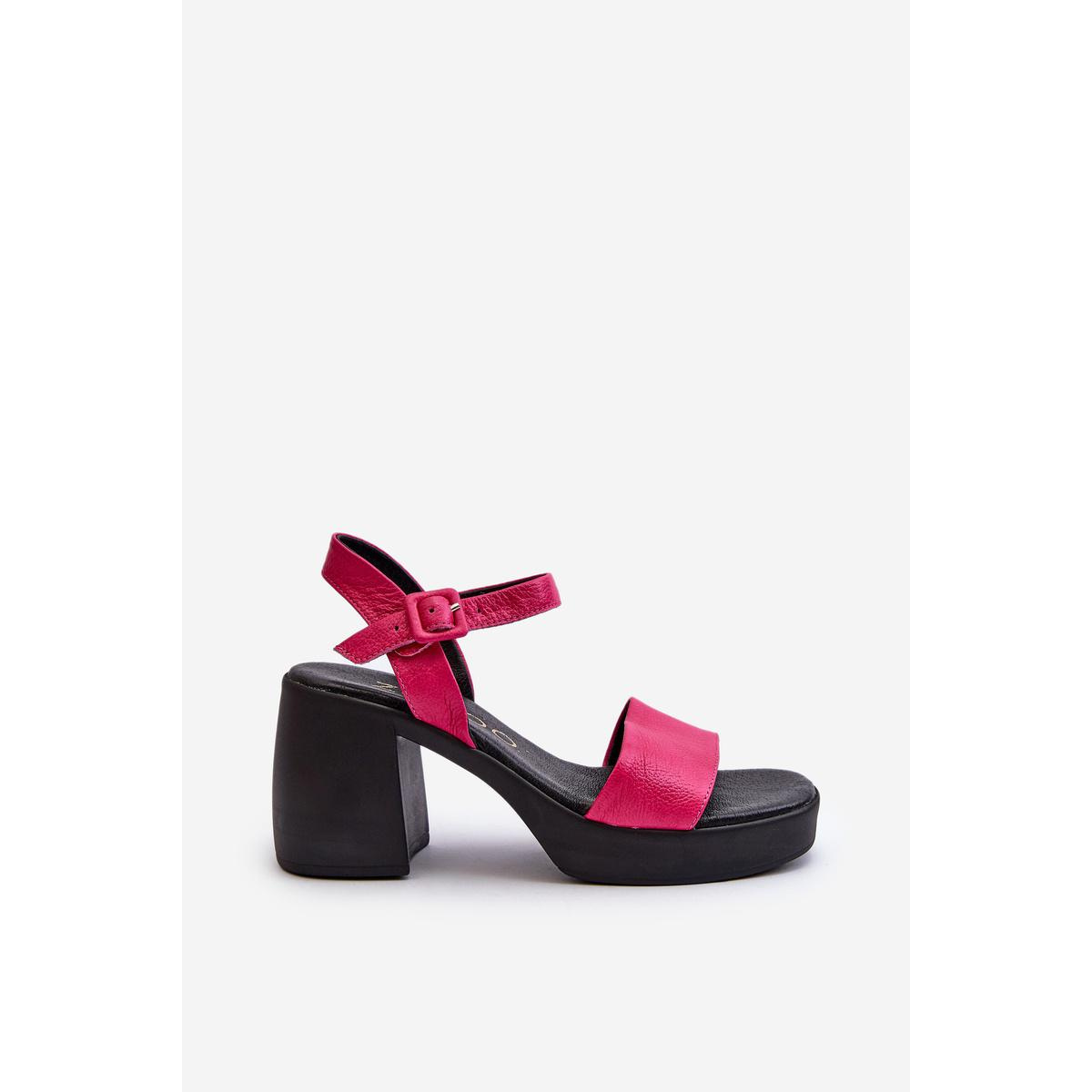 Zazoo 40386 Dámske Kožené Sandále Na Podpätku Fuksia - Odtiene ružovej
