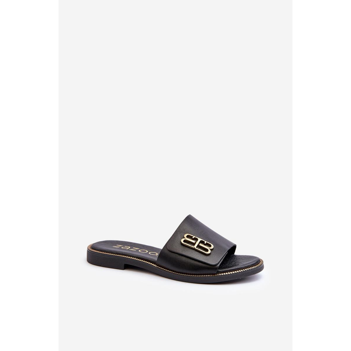 Zazoo 40384 Elegantné Čierne Dámske Kožené Papuče - Čierna