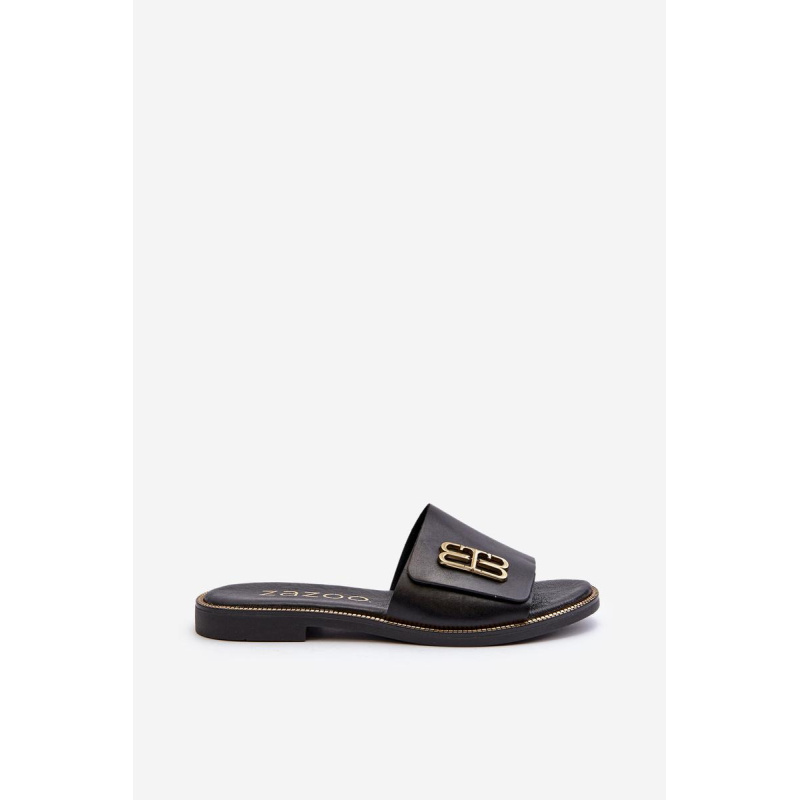 Zazoo 40384 Elegantné Čierne Dámske Kožené Papuče - Čierna