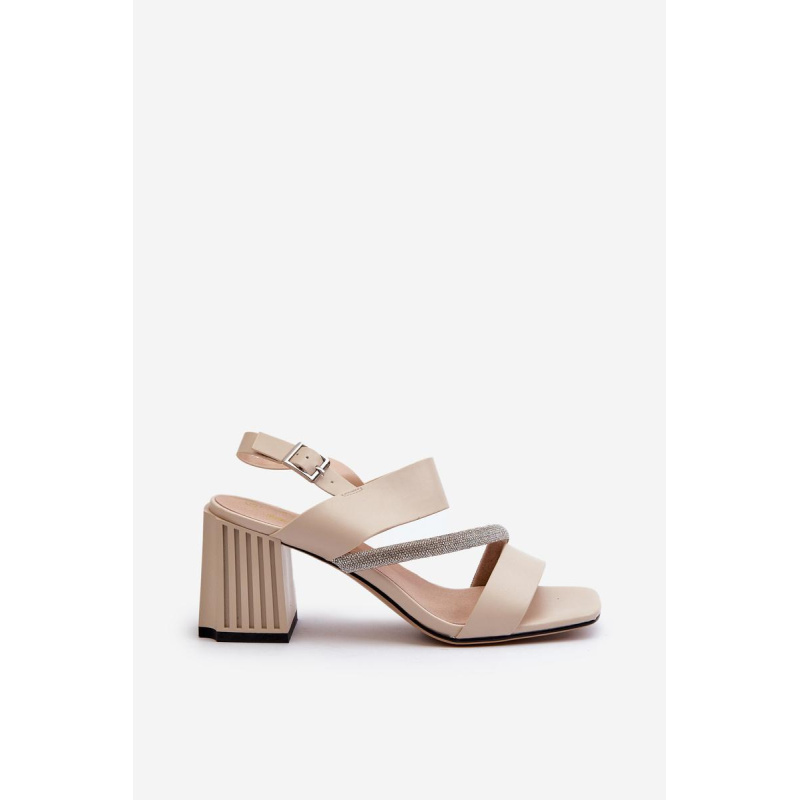 Dámske elegantné sandále na opätku béžové D&A MR38-549 - Béžová
