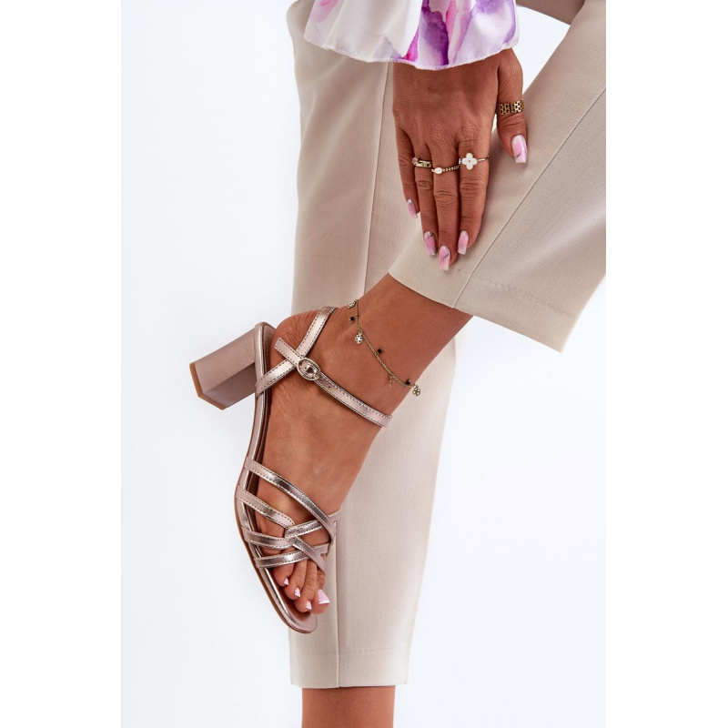 Dámske sandále na opätku Sergio Leone SK065 Zlaté