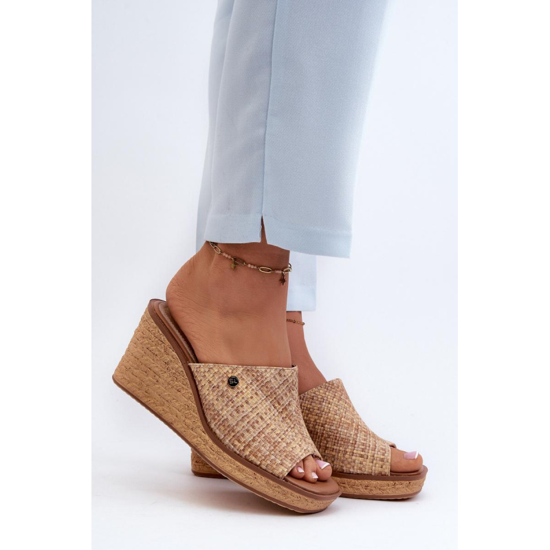 Dámske sandále na platforme Sergio Leone KL213 Beige