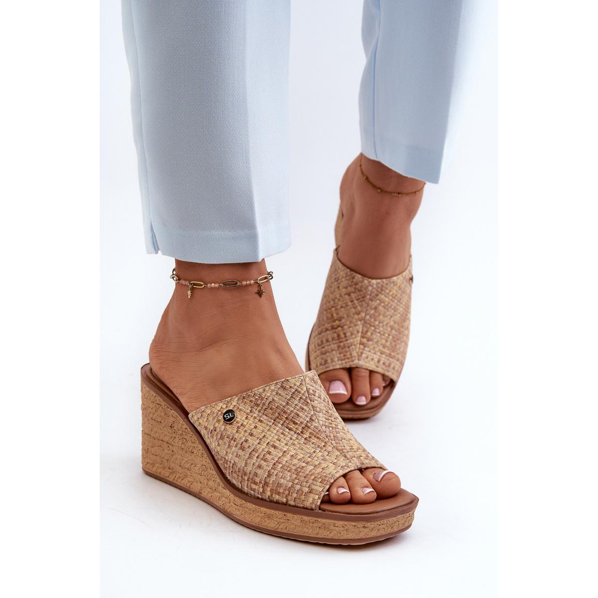 Dámske sandále na platforme Sergio Leone KL213 Beige