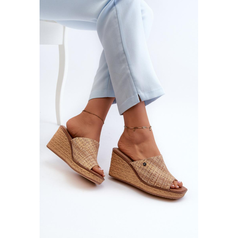 Dámske sandále na platforme Sergio Leone KL213 Beige