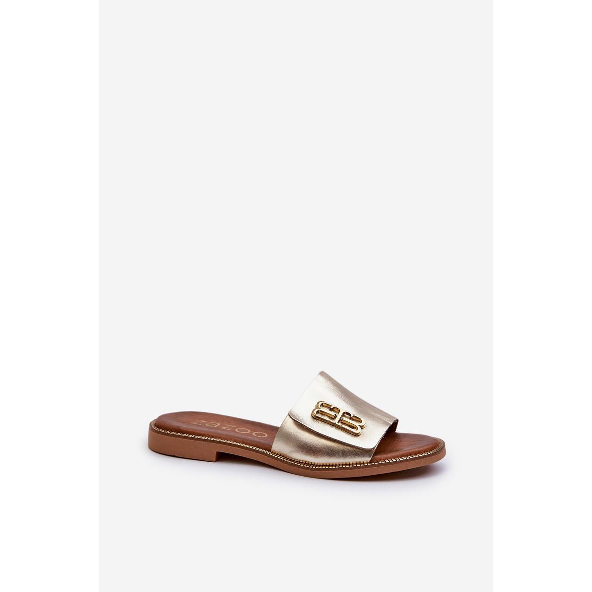 Zazoo 40384 Elegantné Kožené Dámske Papuče Zlaté - Zlatá