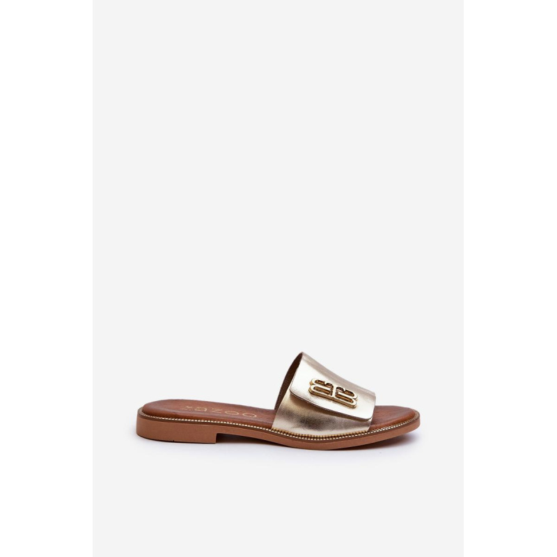 Zazoo 40384 Elegantné Kožené Dámske Papuče Zlaté - Zlatá