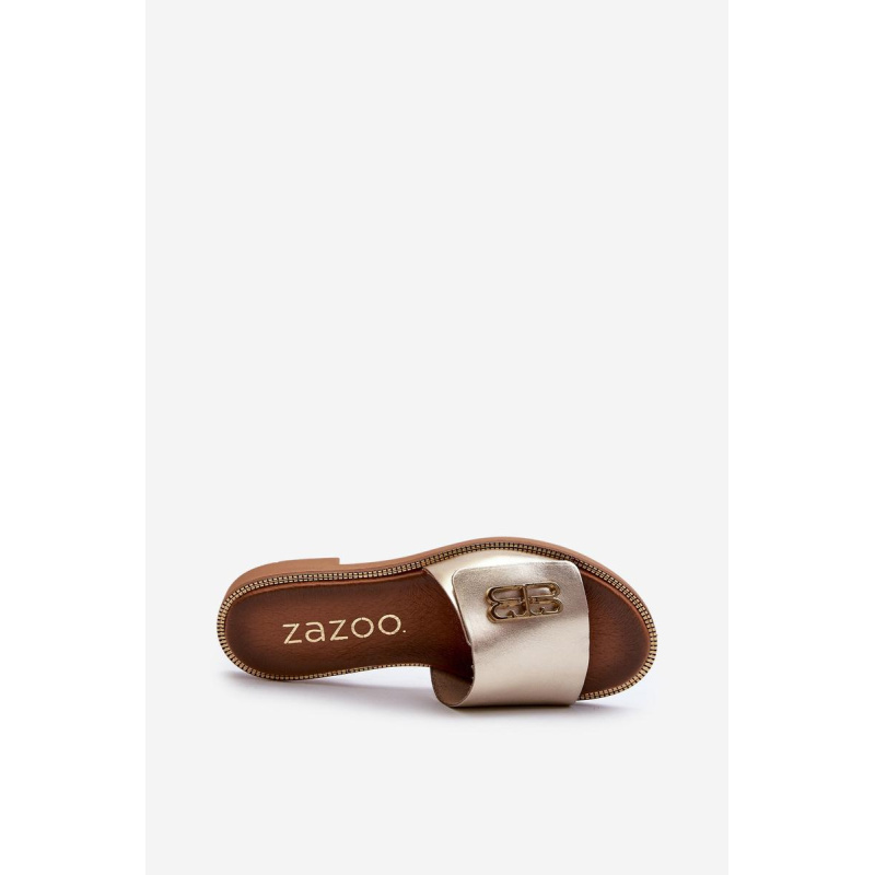 Zazoo 40384 Elegantné Kožené Dámske Papuče Zlaté - Zlatá