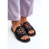 Lesklé dámske sandále s ozdobami S.Barski KV27-063 čierne - Čierna