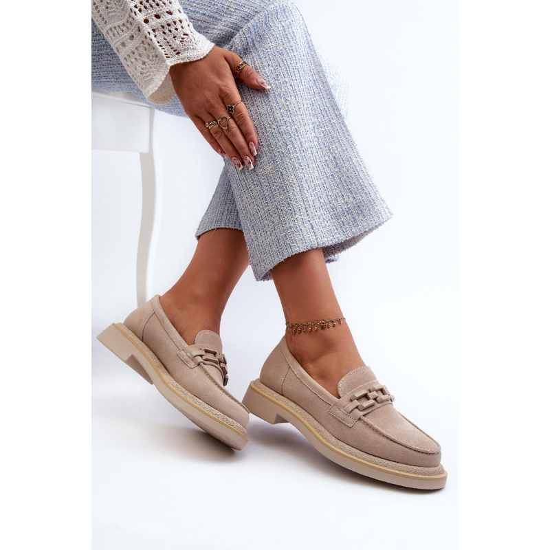 Ženské semišové Moccasins S.Barski HX52-222 BEIGE - Béžová