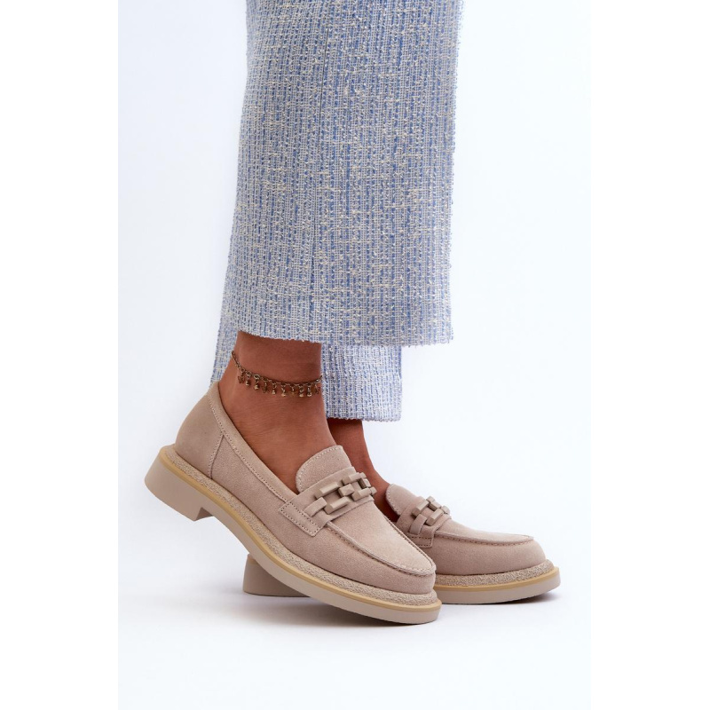 Ženské semišové Moccasins S.Barski HX52-222 BEIGE - Béžová
