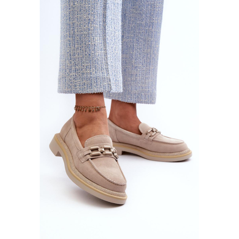 Ženské semišové Moccasins S.Barski HX52-222 BEIGE - Béžová