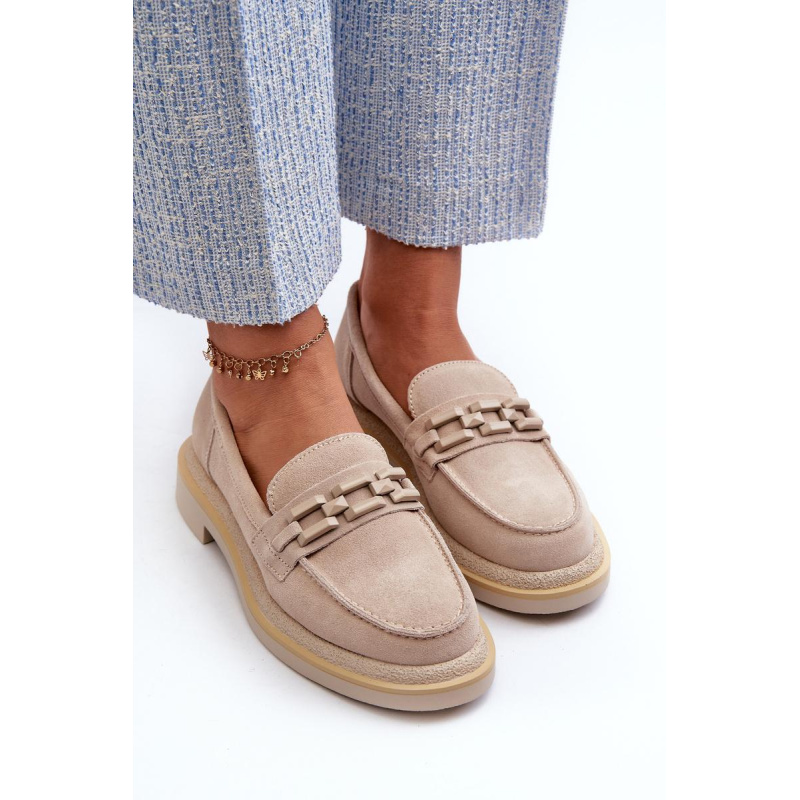 Ženské semišové Moccasins S.Barski HX52-222 BEIGE - Béžová