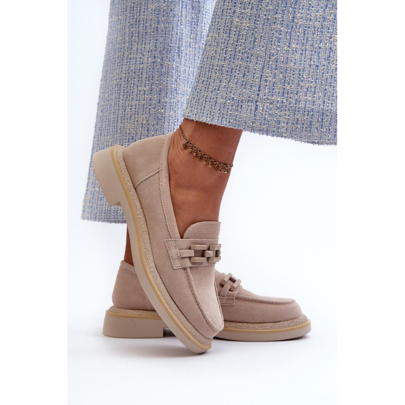 Ženské semišové Moccasins S.Barski HX52-222 BEIGE - Béžová