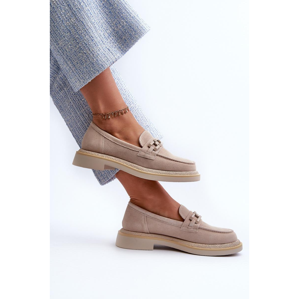 Ženské semišové Moccasins S.Barski HX52-222 BEIGE - Béžová
