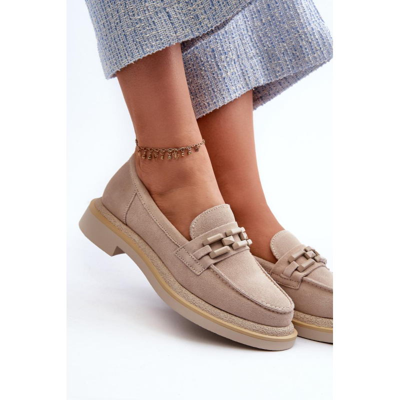 Ženské semišové Moccasins S.Barski HX52-222 BEIGE - Béžová