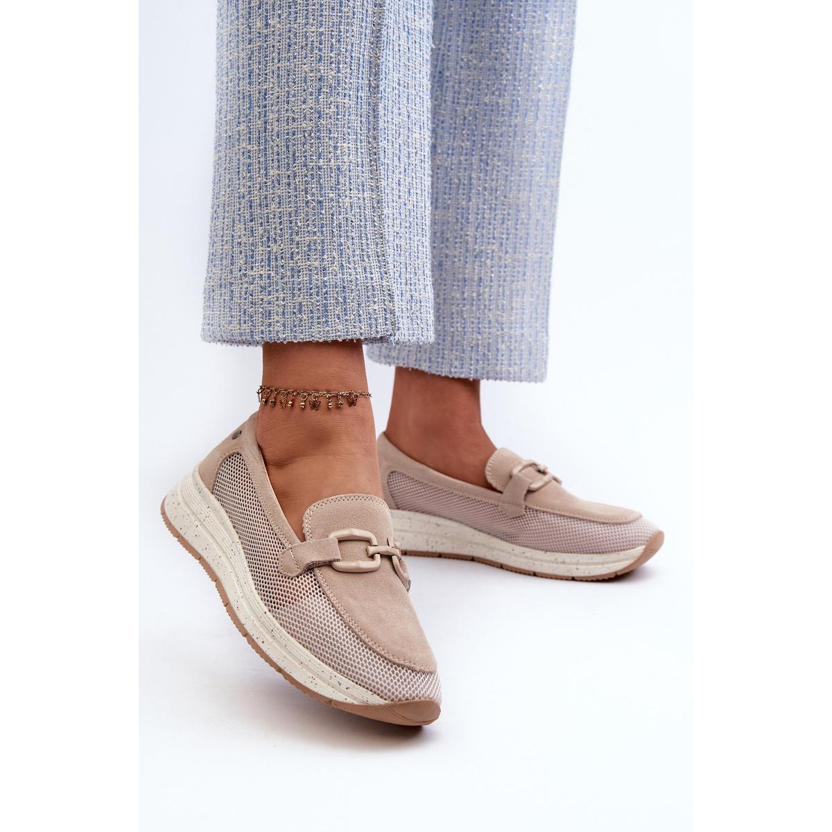 Dámske semišové mokasíny D&A TW210 Beige - Béžová
