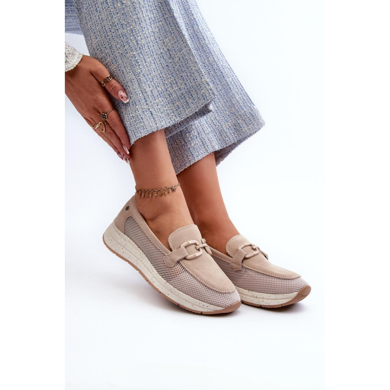 Dámske semišové mokasíny D&A TW210 Beige - Béžová