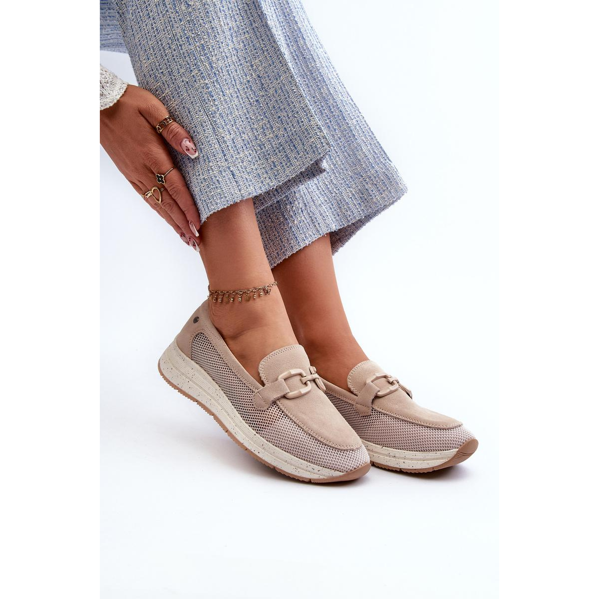 Dámske semišové mokasíny D&A TW210 Beige - Béžová