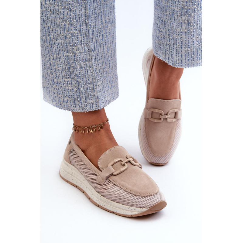 Dámske semišové mokasíny D&A TW210 Beige - Béžová