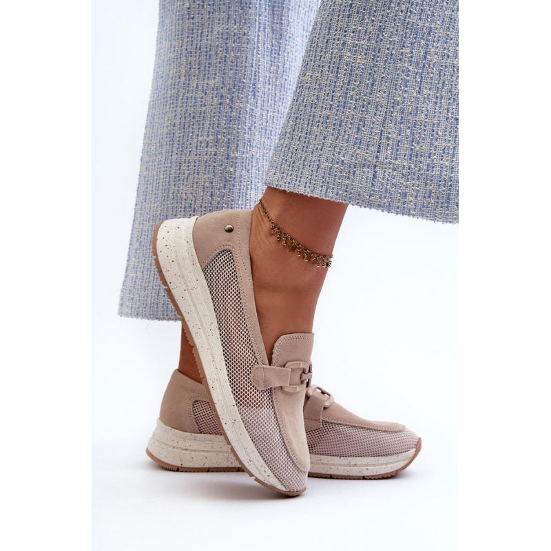 Dámske semišové mokasíny D&A TW210 Beige - Béžová