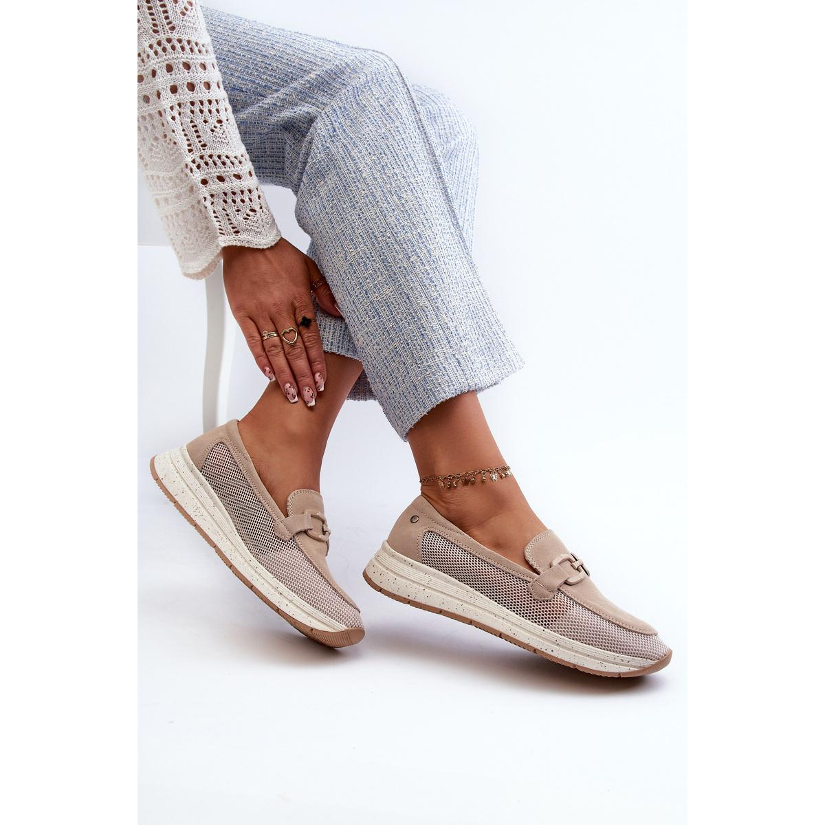 Dámske semišové mokasíny D&A TW210 Beige - Béžová