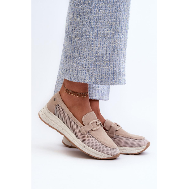 Dámske semišové mokasíny D&A TW210 Beige - Béžová