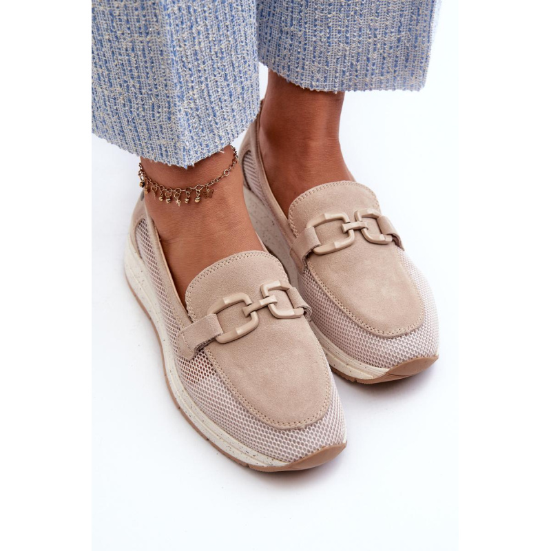 Dámske semišové mokasíny D&A TW210 Beige - Béžová