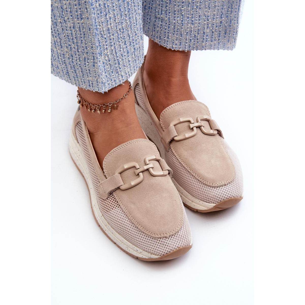 Dámske semišové mokasíny D&A TW210 Beige - Béžová