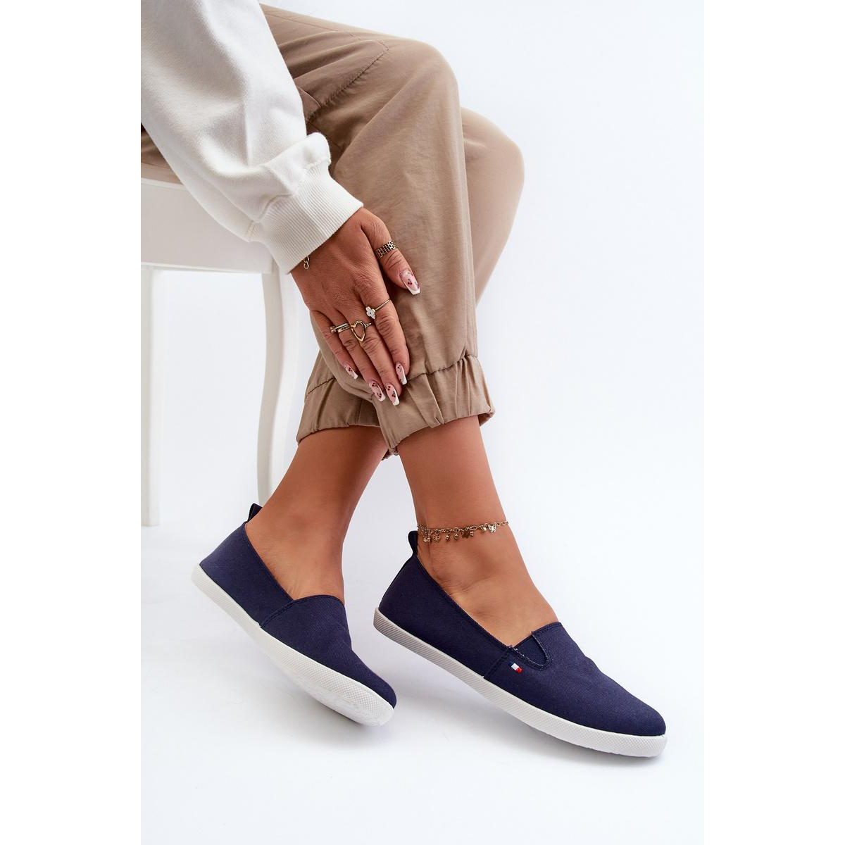 Dámske námornícke slip-on tenisky modré Adrancia - Modrá