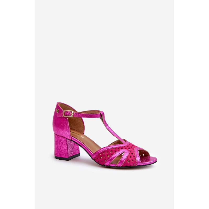 Dámske Kožené Sandále Na Päte Maciejka 06551-15 Fuksia - Odtiene ružovej