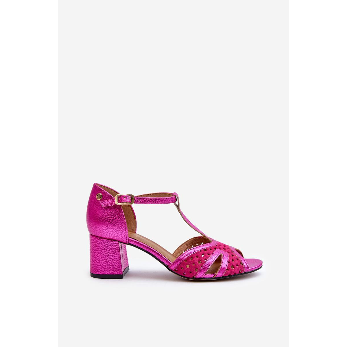 Dámske Kožené Sandále Na Päte Maciejka 06551-15 Fuksia - Odtiene ružovej