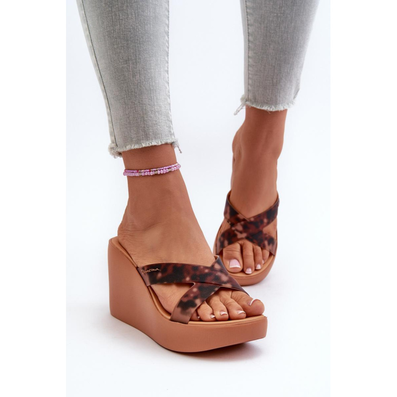 Dámske sandále na platni 83520 Ipanema High Fashion Slide Fem hnedé - Odtiene hnedej a béžovej