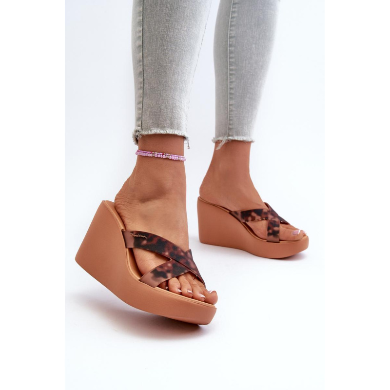 Dámske sandále na platni 83520 Ipanema High Fashion Slide Fem hnedé - Odtiene hnedej a béžovej