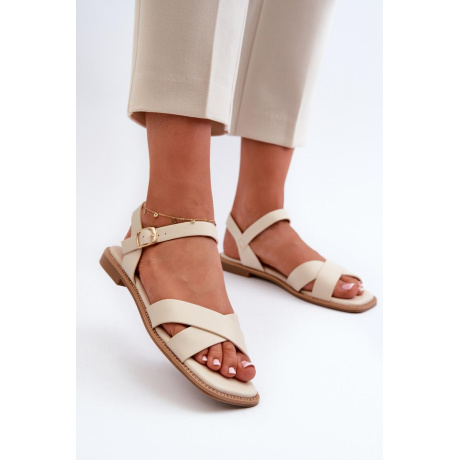 Dámske Ploché Sandále Z Ekokože S.Barski KV27-003 Beige - Béžová