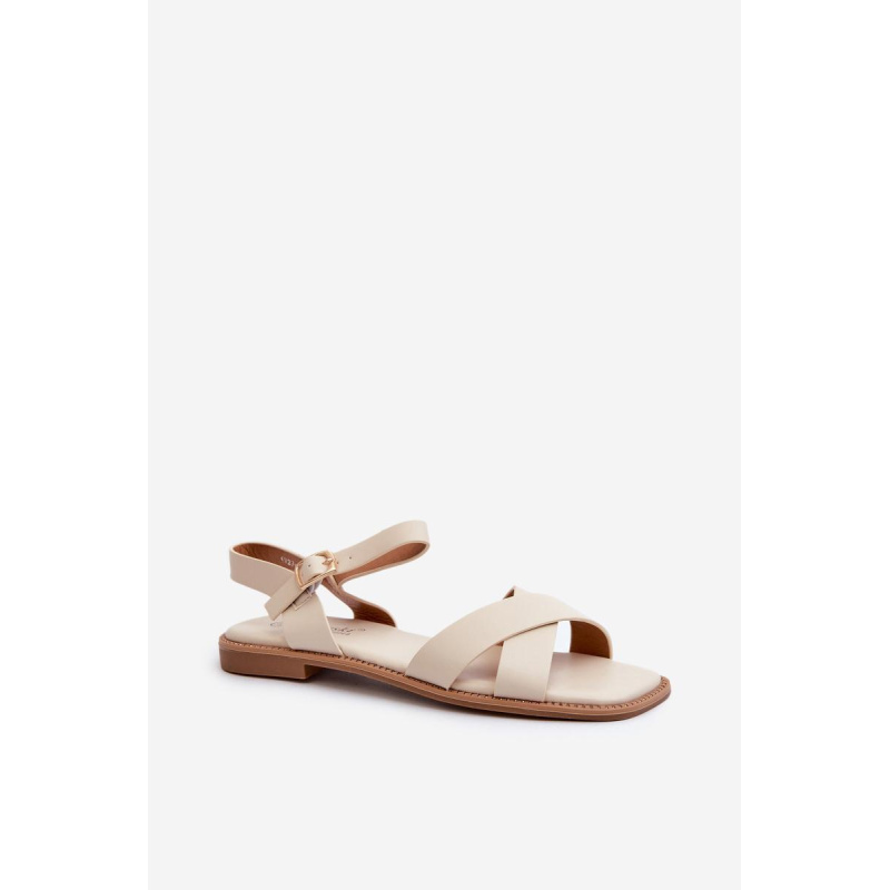 Dámske Ploché Sandále Z Ekokože S.Barski KV27-003 Beige - Béžová