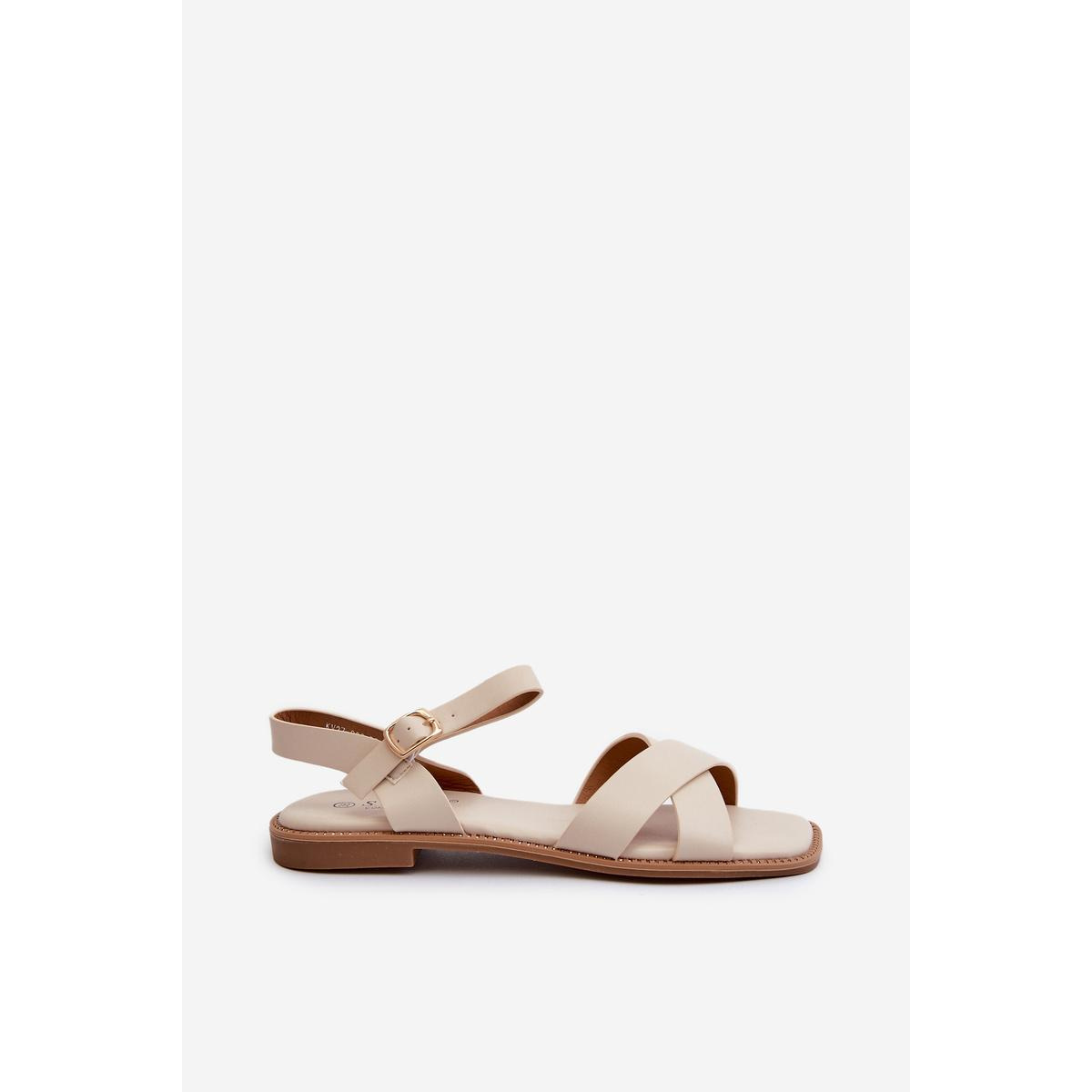 Dámske Ploché Sandále Z Ekokože S.Barski KV27-003 Beige - Béžová