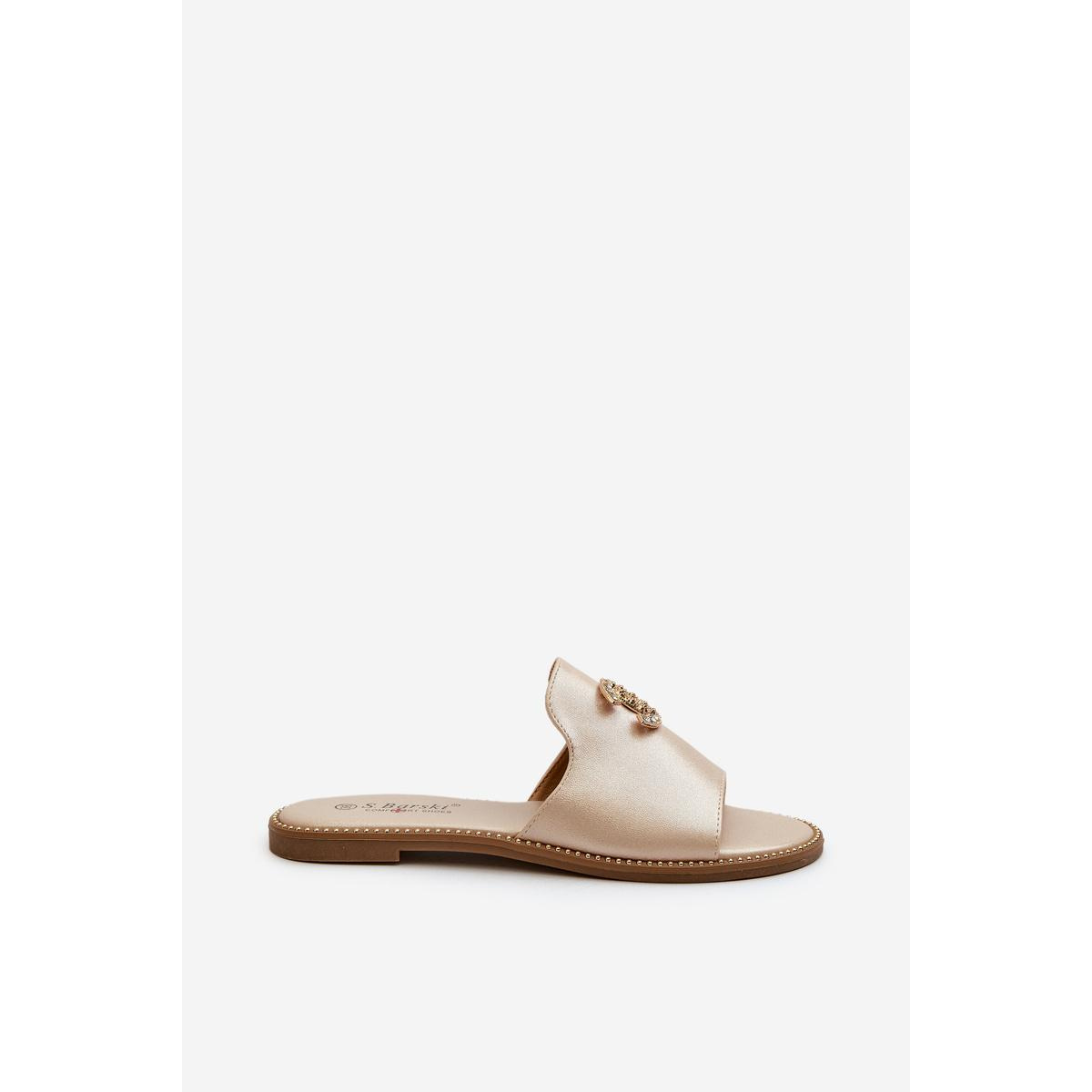 Elegantné Dámske Lesklé Žabky S Ozdobou S.Barski KV27-050 Zlaté - Zlatá