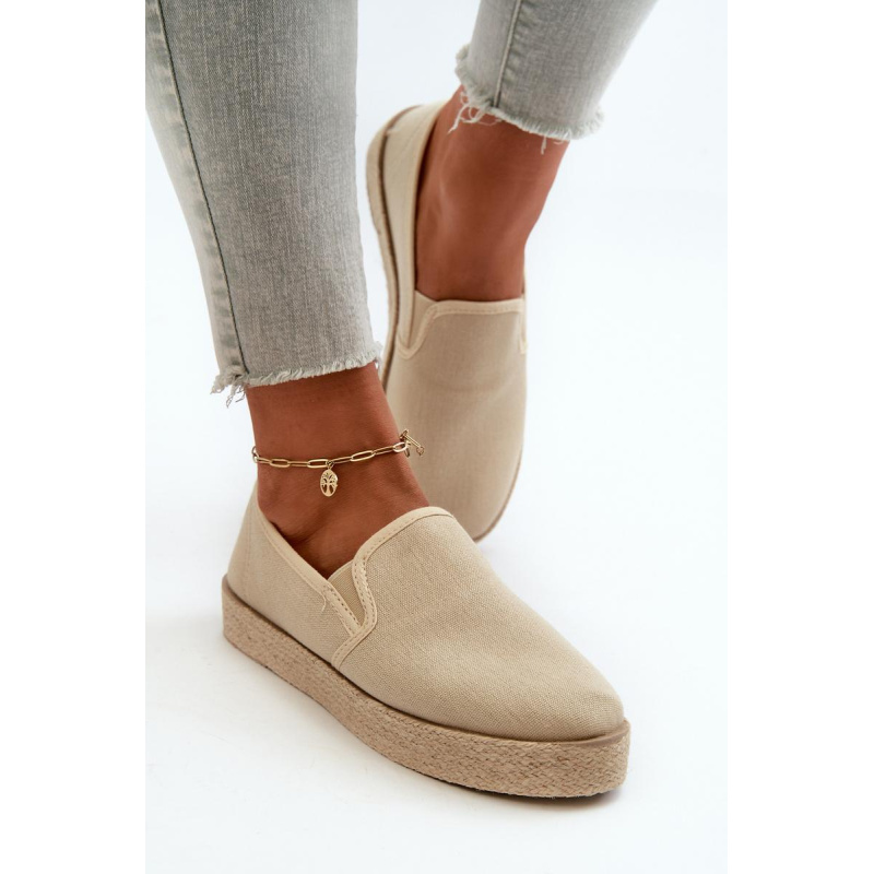 Dámske béžové espadrilky na platforme Naloenma - Béžová