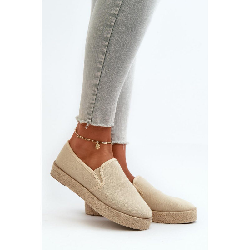 Dámske béžové espadrilky na platforme Naloenma - Béžová