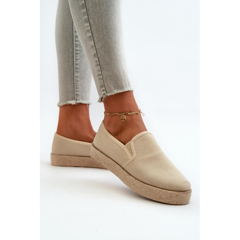 Dámske béžové espadrilky na platforme Naloenma - Béžová