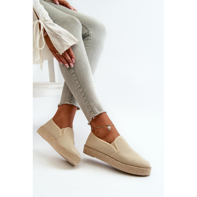 Dámske béžové espadrilky na platforme Naloenma - Béžová
