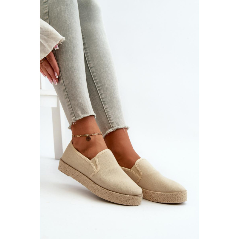 Dámske béžové espadrilky na platforme Naloenma - Béžová