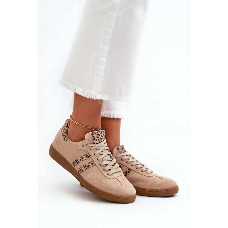Zazoo N1068 Semišové Nízke Dámske Tenisky Beige - Béžová
