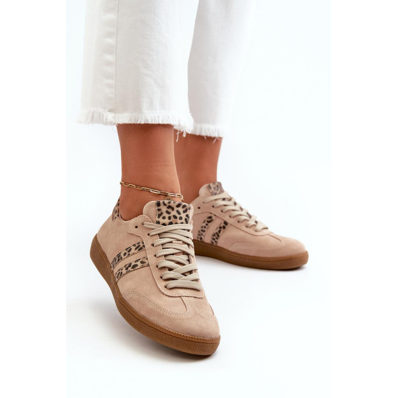 Zazoo N1068 Semišové Nízke Dámske Tenisky Beige - Béžová