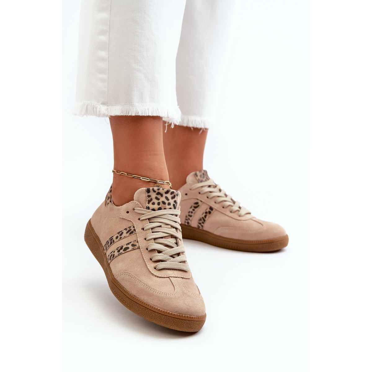 Zazoo N1068 Semišové Nízke Dámske Tenisky Beige - Béžová