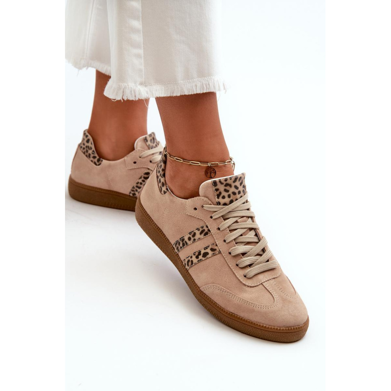 Zazoo N1068 Semišové Nízke Dámske Tenisky Beige - Béžová